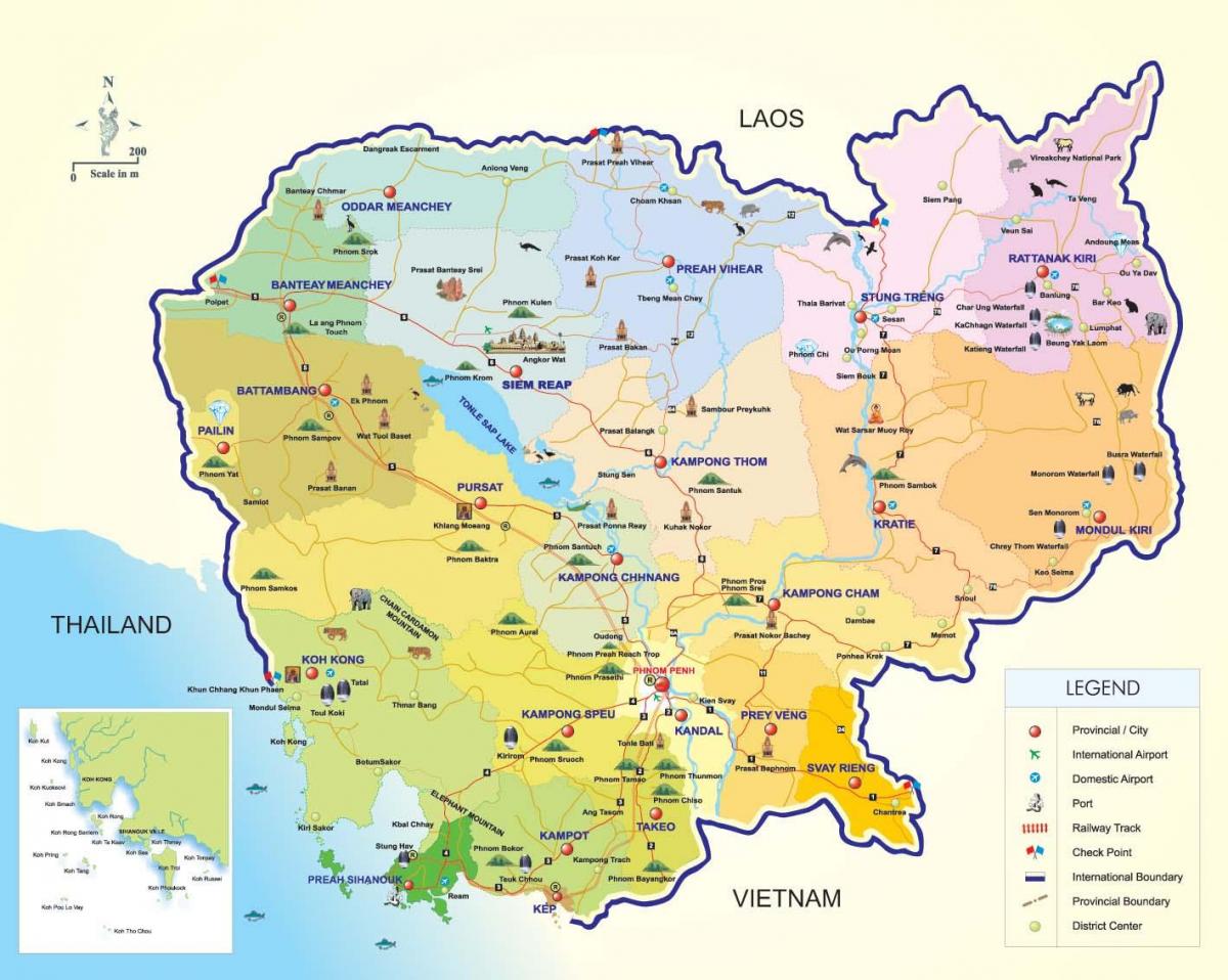 Mapa Kambodži letišť